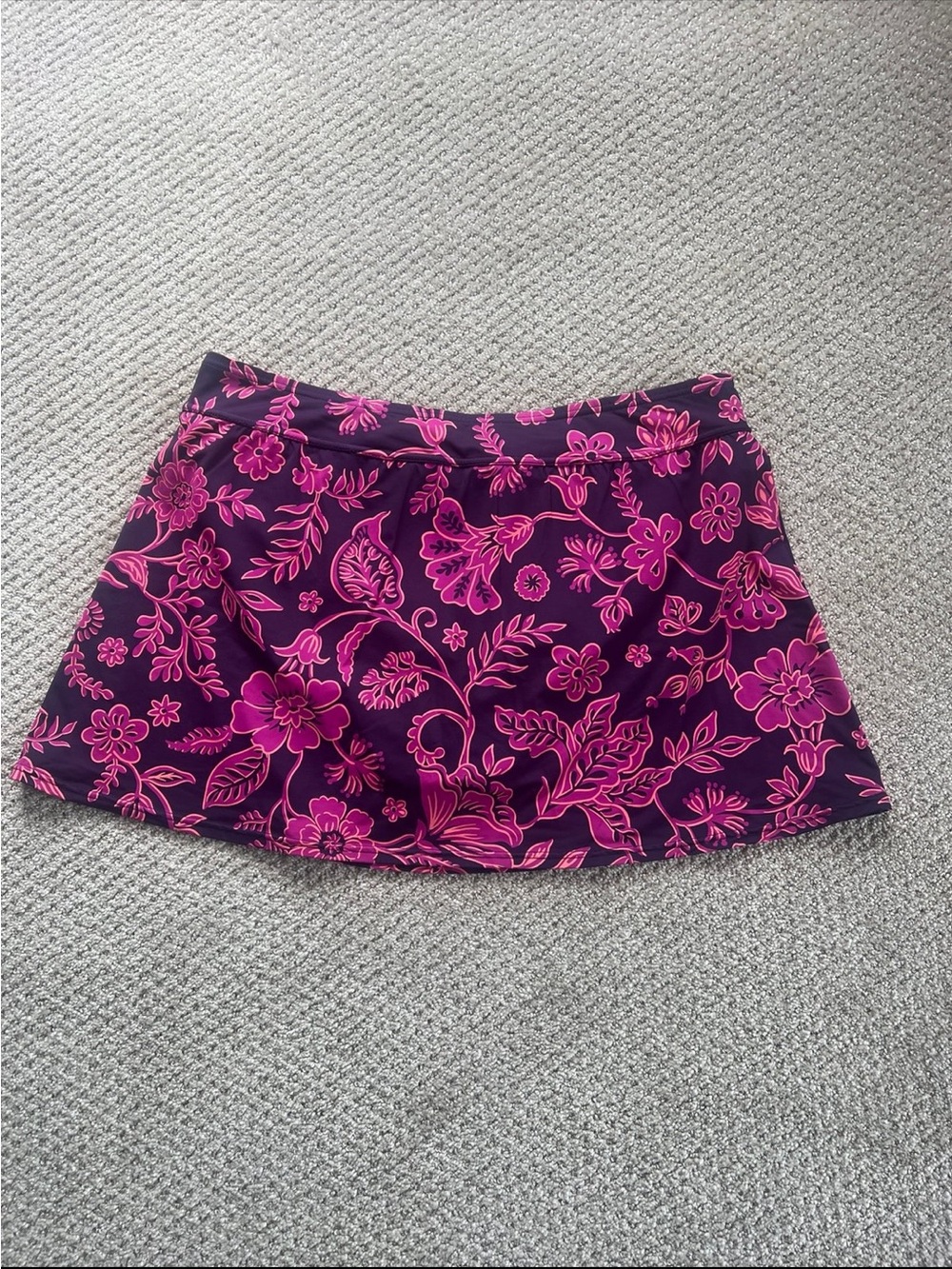 Lands' End Purple Skort with Pink Floral Print